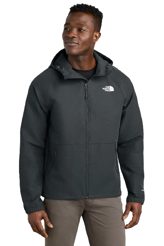 The North Face Mens Barr Lake Water Resistant Soft Shell Full Zip Hooded Jacket - Heahter Dark Asphalt Grey - New