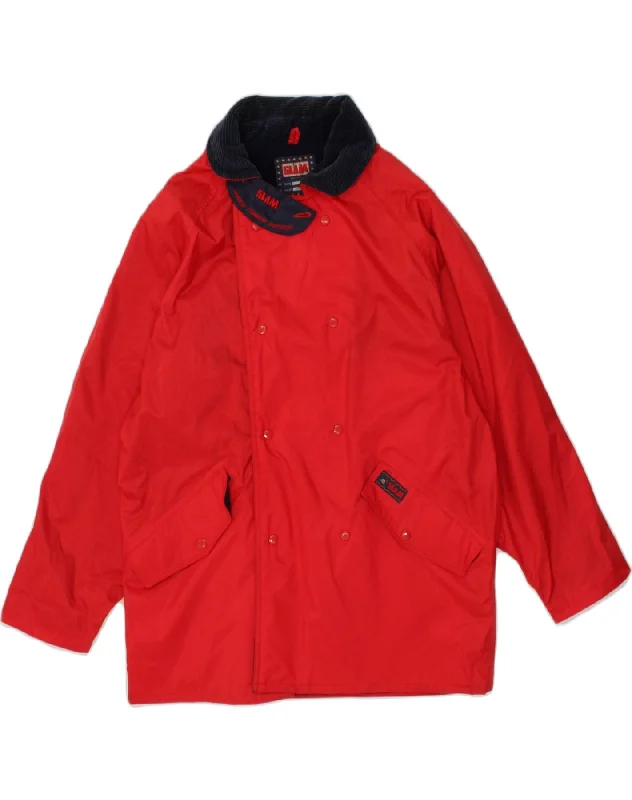 SLAM Mens Double Breasted Windbreaker Jacket UK 40 Large Red Nylon