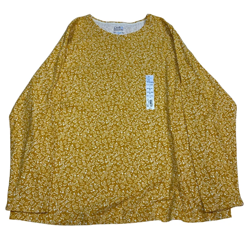 Eco-friendly fabric Top Long Sleeve Basic By Croft And Barrow In Yellow, Size: 1x