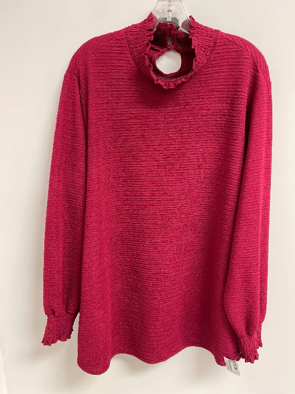 Crew neck top Top Long Sleeve By Shein In Red, Size: 3x