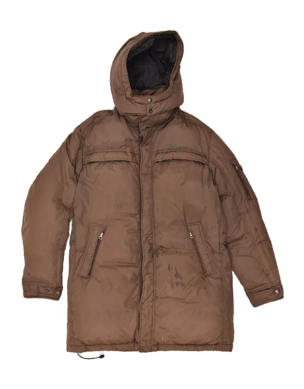 GAS Mens Hooded Padded Coat UK 44 2XL Brown Polyester