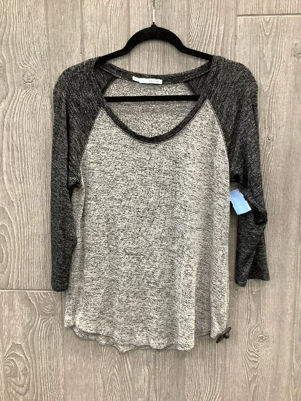 Trendy long sleeve Top Long Sleeve By Maurices In Black & Grey, Size: L