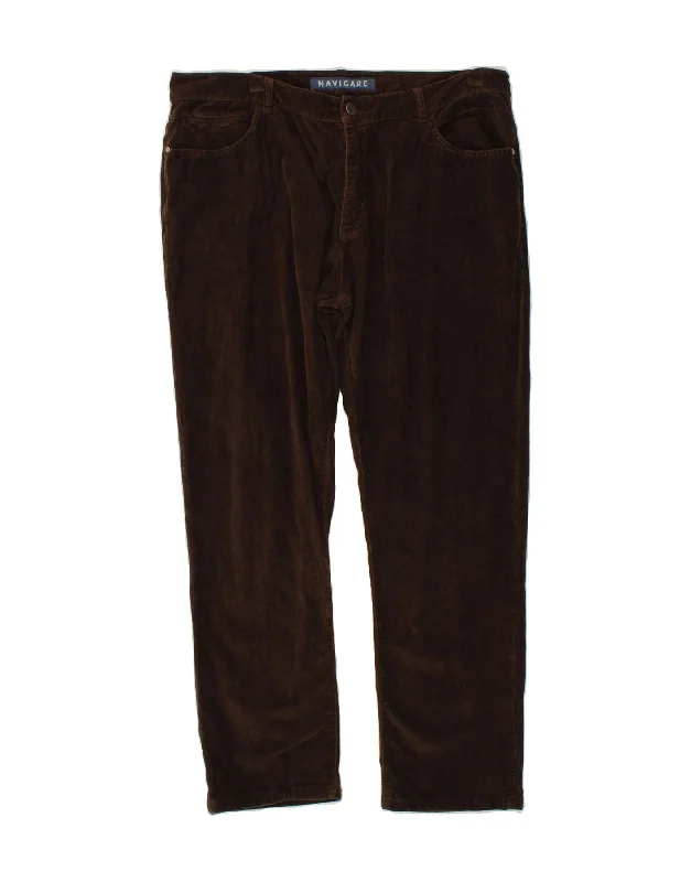 Patchwork denim NAVIGARE Mens Straight Corduroy Trousers W38 L29 Brown