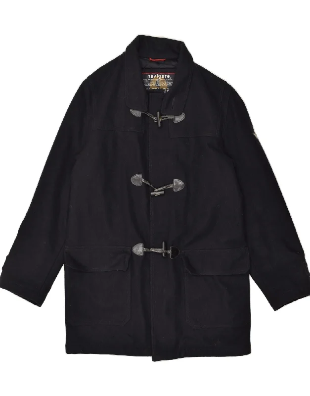 NAVIGARE Mens Duffle Coat UK 40 Large Navy Blue Wool