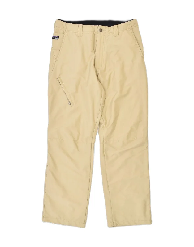 Over-sized denim PATAGONIA Mens Straight Waterproof Trousers W32 L31 Beige Nylon