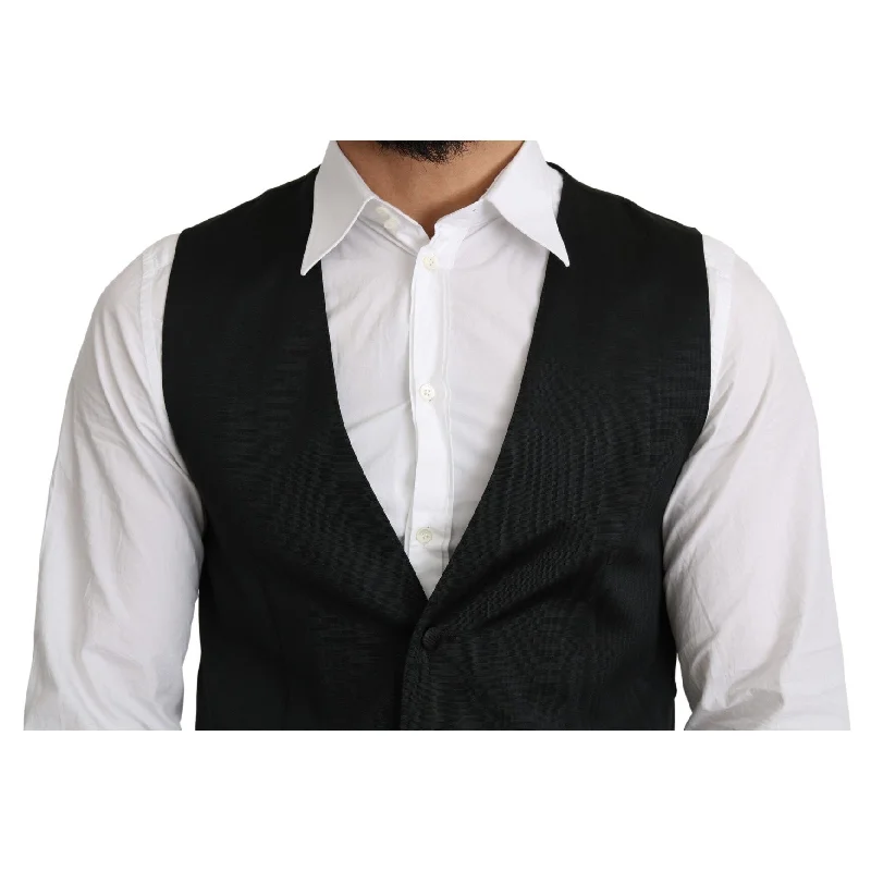 Dolce & Gabbana Elegant Silk Formal Gray Men's Vest