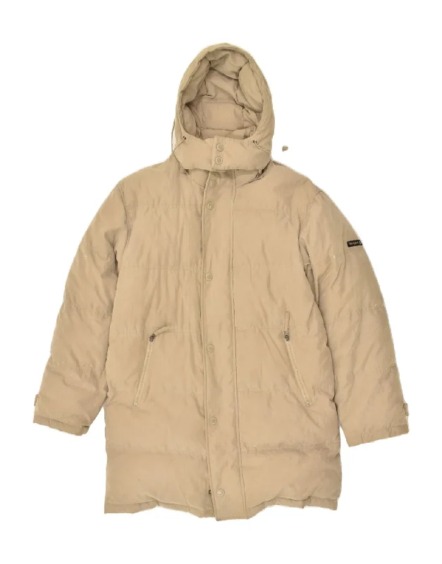 NAVIGARE Mens Hooded Padded Coat UK 38 Medium Beige