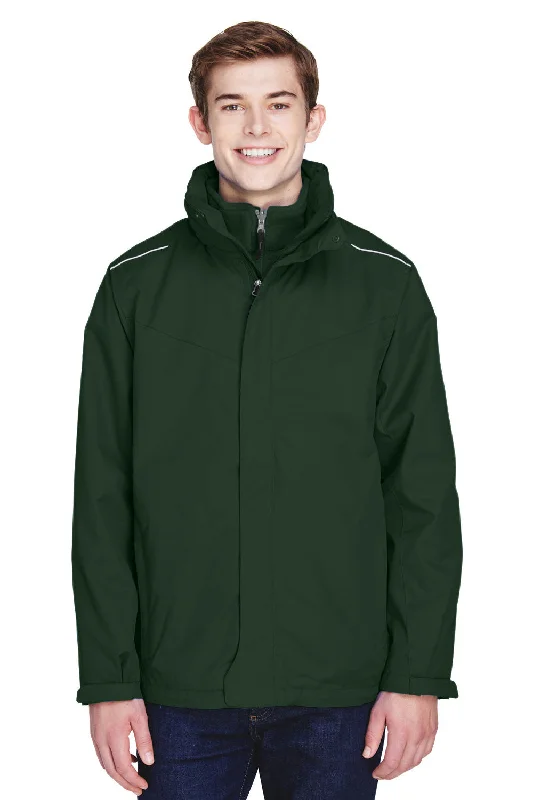 Core 365 Mens Region 3-in-1 Water Resistant Full Zip Hooded Jacket - Forest Green