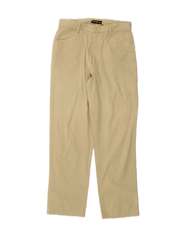 Washed-out denim SCHOTT Mens Straight Casual Trousers W31 L30 Beige Cotton