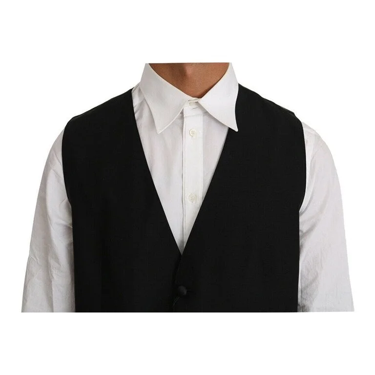 Dolce & Gabbana Elegant Black Formal Wool Blend Men's Vest