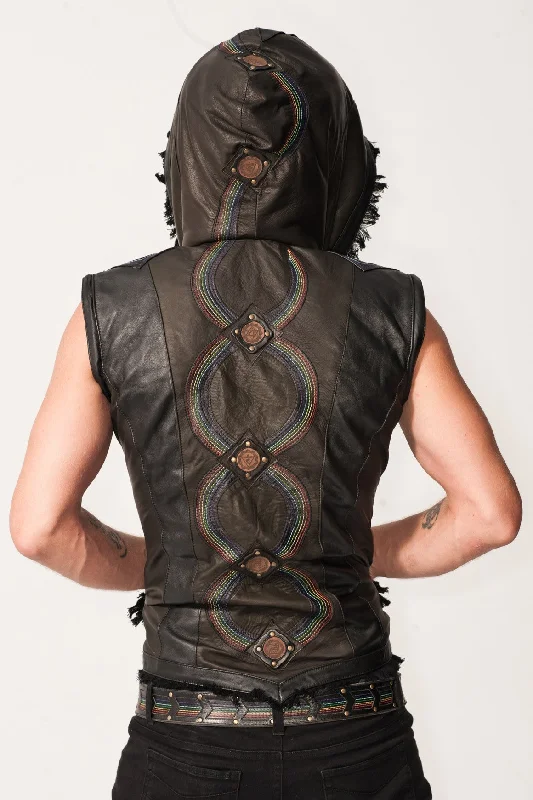 Rainbow Serpent Mens Cut Leather Jacket