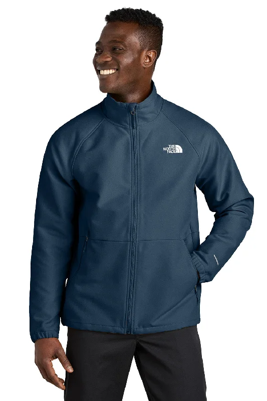 The North Face Mens Barr Lake Water Resistant Soft Shell Full Zip Jacket - Heather Dark Shady Blue - New