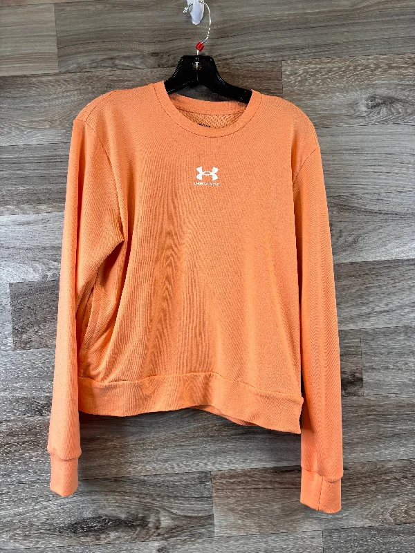 Cotton long sleeve Orange Athletic Top Long Sleeve Crewneck Under Armour, Size S