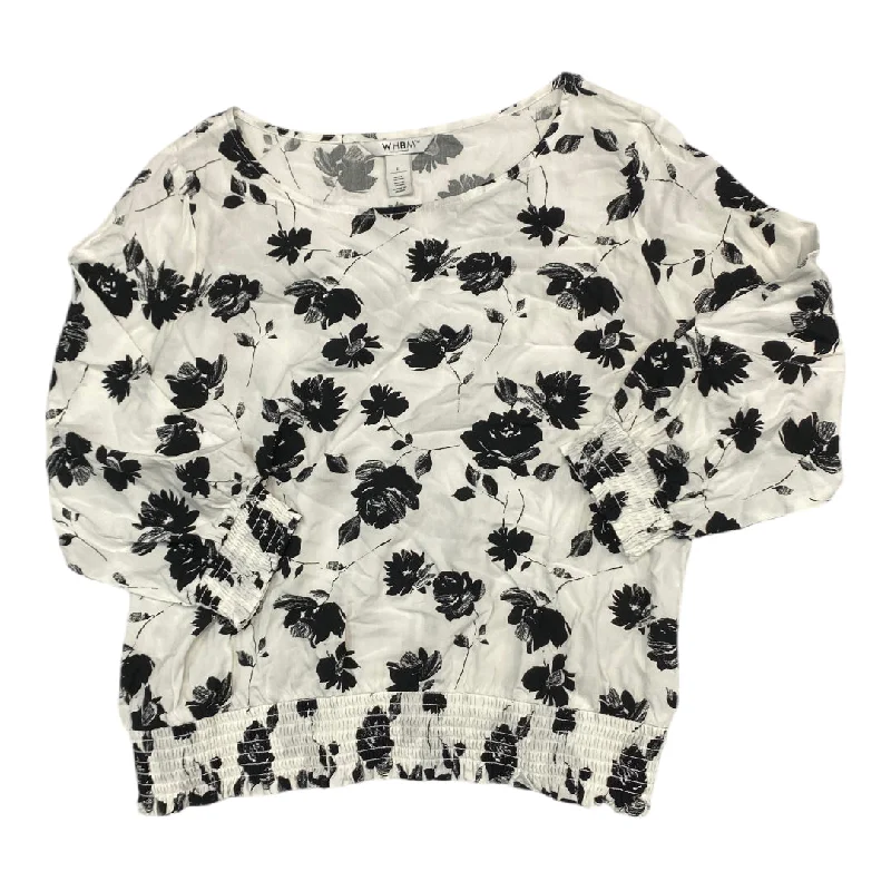 Long sleeve blouse Top Long Sleeve By White House Black Market In Black & White, Size: L