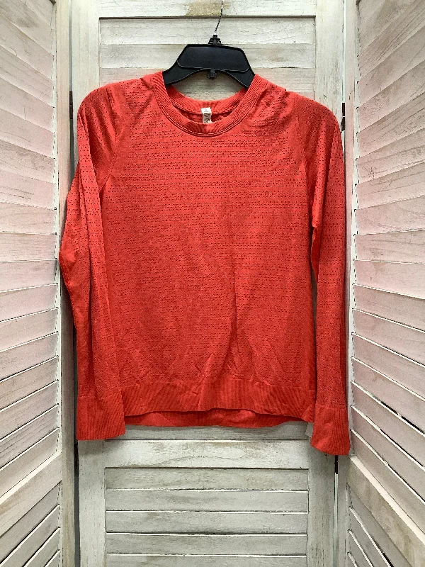 Stretch long sleeve Athletic Top Long Sleeve Crewneck By Lululemon In Peach, Size: 6