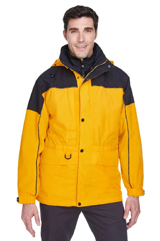 North End Mens 3-in-1 Water Resistant Full Zip Hooded Jacket - Sunray Yellow/Black