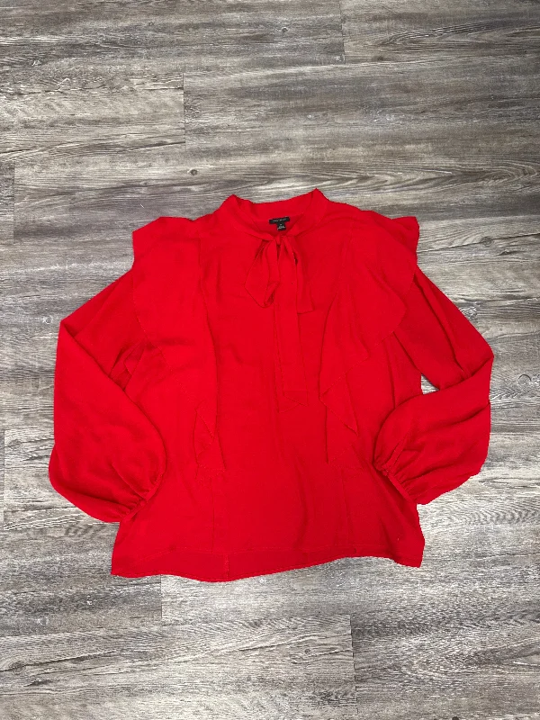 High-neck top Top Long Sleeve By Ann Taylor In Red, Size: Xl