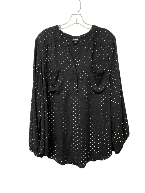 Long sleeve blouse Top Long Sleeve By Torrid In Black, Size: 3x