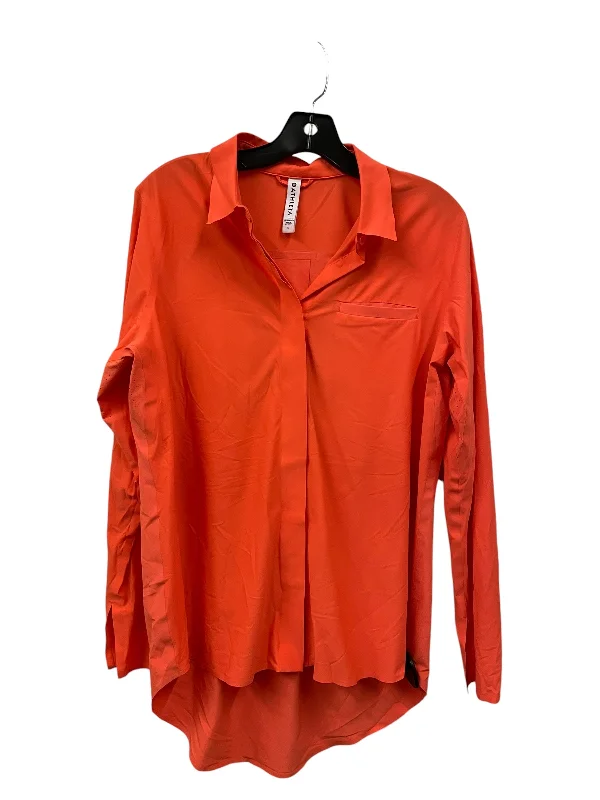 Elegant long sleeve Athletic Top Long Sleeve Collar By Athleta In Orange, Size: S