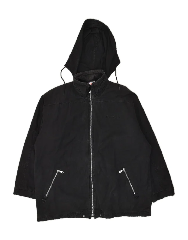 CHAMPION Mens Hooded Windbreaker Jacket UK 40 Large Black