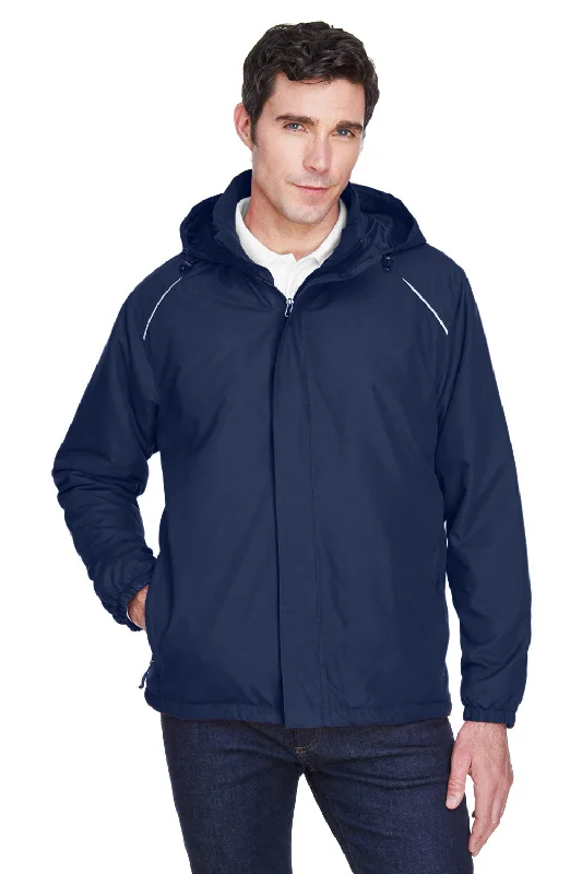 Core 365 Mens Brisk Full Zip Hooded Jacket - Classic Navy Blue