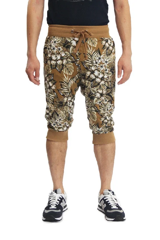 Tartan pants Men's Monochrome Floral Print Jogger Shorts