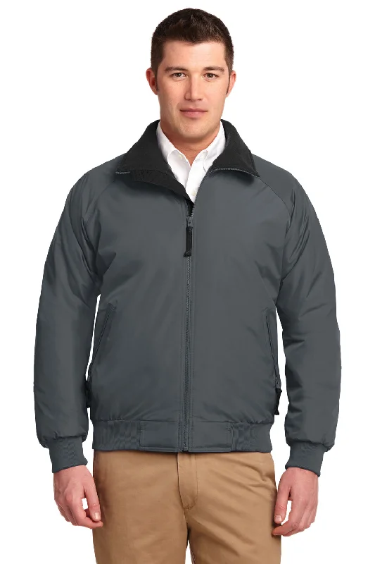 Port Authority Mens Challenger Wind & Water Resistant Full Zip Jacket - Steel Grey/True Black