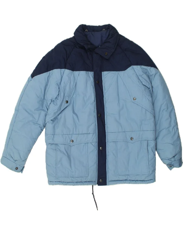 VINTAGE Mens Padded Jacket UK 42 XL Blue Colourblock Polyester