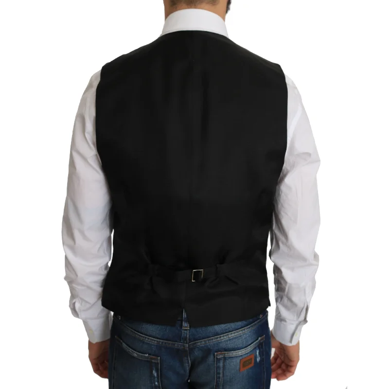 Dolce & Gabbana Elegant Black Silk Blend Formal Men's Vest