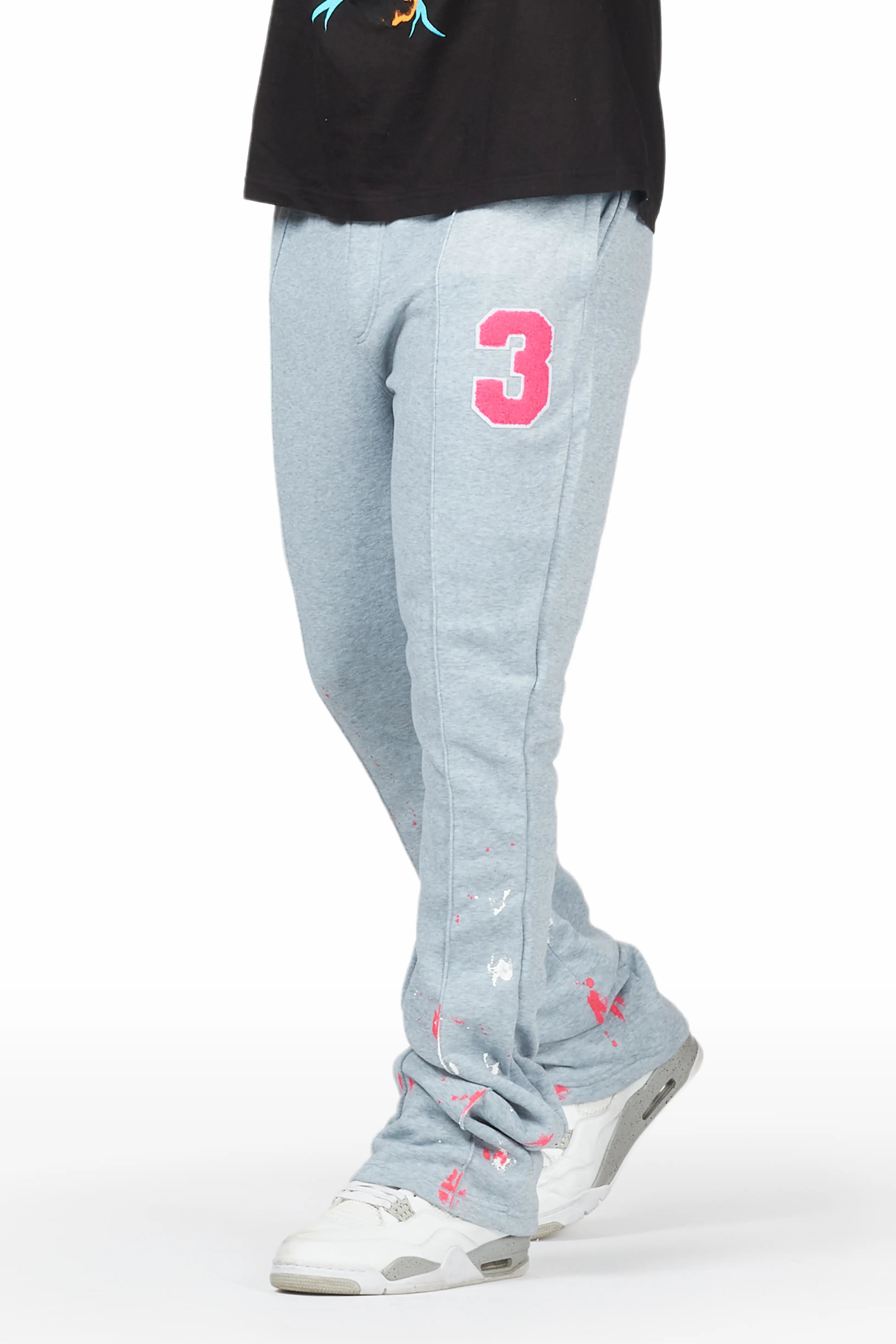 Lounge pants Luis Heather Grey Patchwork Stacked Flare Pants