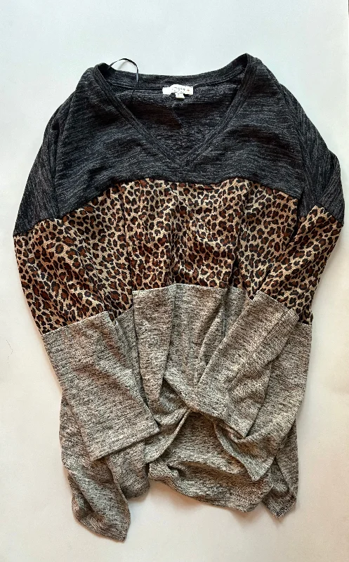 Cotton jersey Top Long Sleeve By Umgee In Animal Print, Size: 1x