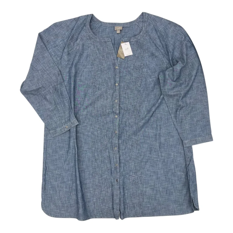 Soft wool Top Ls By J. Jill In Blue Denim, Size:4X