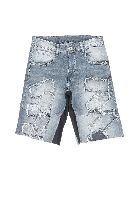 Fleece pants Joss Grey Patchwork Denim Short