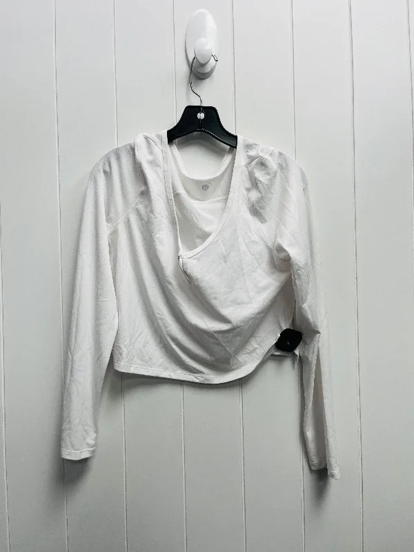 Winter long sleeve Athletic Top Long Sleeve Collar By Lululemon In White, Size: 8