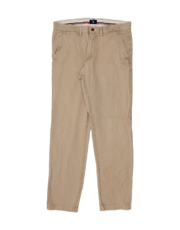 Stretch bootcut GANT Mens Straight Chino Trousers W32 L32 Beige Cotton