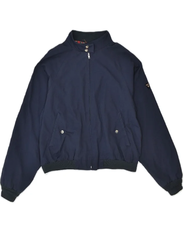 WILKER Mens Bomber Jacket UK 44 2XL Navy Blue Polyester