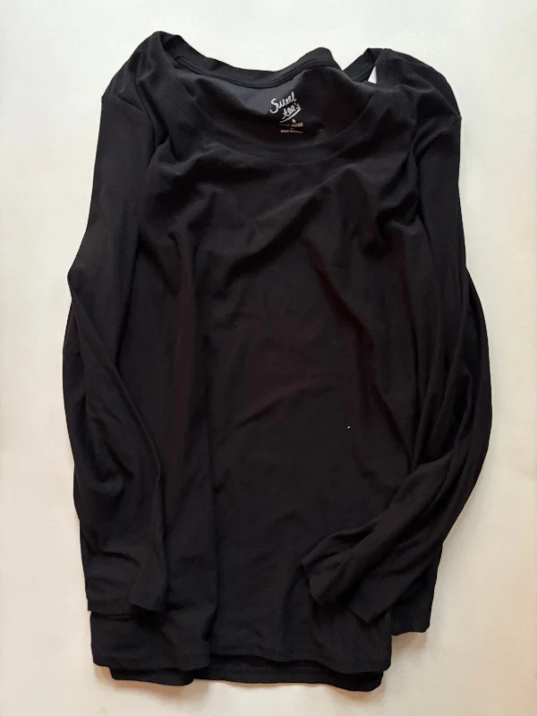 Stretch fit Top Long Sleeve By Pink Rose In Black, Size: 2x