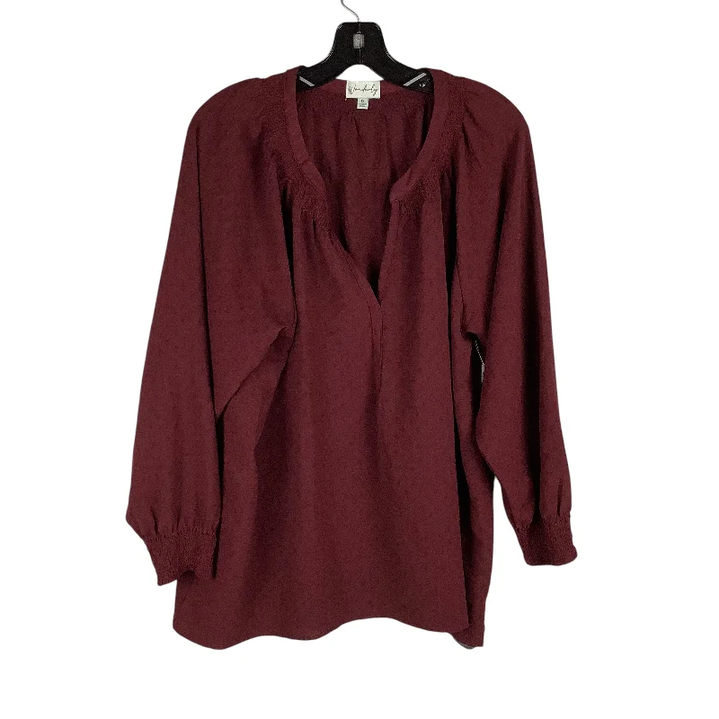 Soft wool Top Long Sleeve By Wonderly In Purple, Size: 1x