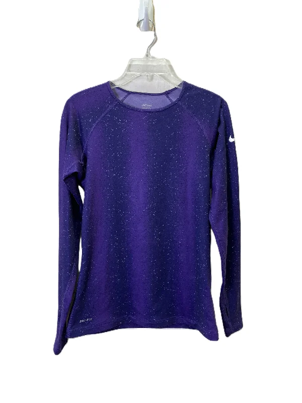 Cozy long sleeve Athletic Top Long Sleeve Crewneck By Nike Apparel In Purple, Size: M