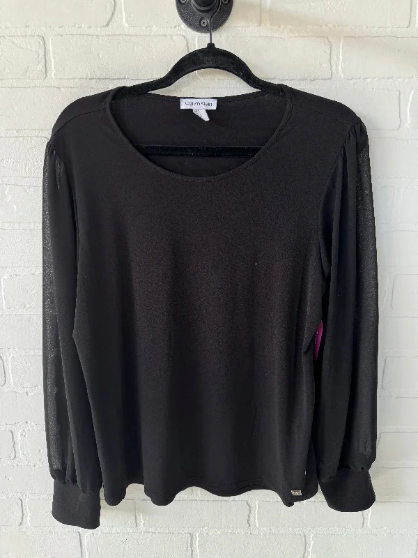 Stretch fit Top Long Sleeve By Calvin Klein In Black, Size: M