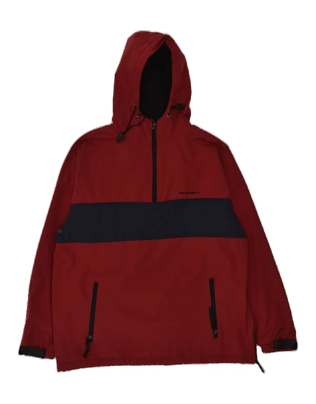 OLD NAVY Mens Hooded Pullover Rain Jacket UK 40 Large Maroon Colourblock