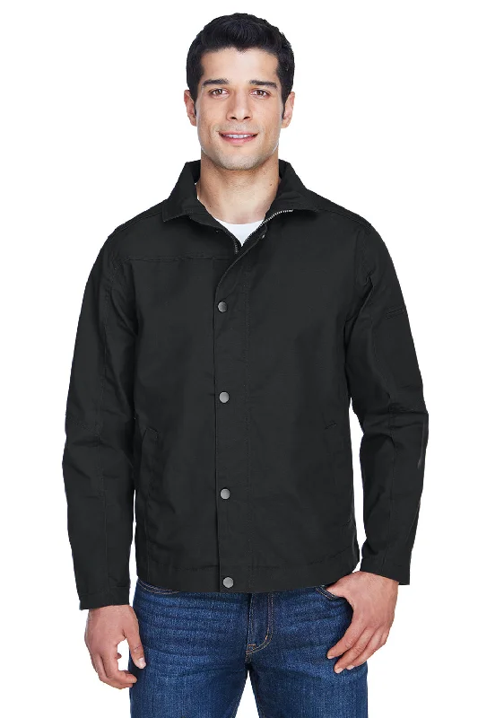 Harriton Mens Auxiliary Water Resistant Canvas Full Zip Jacket - Black - Closeout