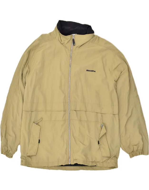 DIADORA Mens Windbreaker Jacket UK 42 XL Beige Polyamide