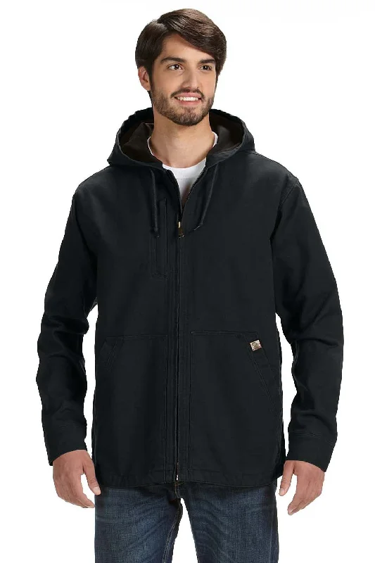 Dri Duck Mens Laredo Canvas Full Zip Hooded Jacket - Black