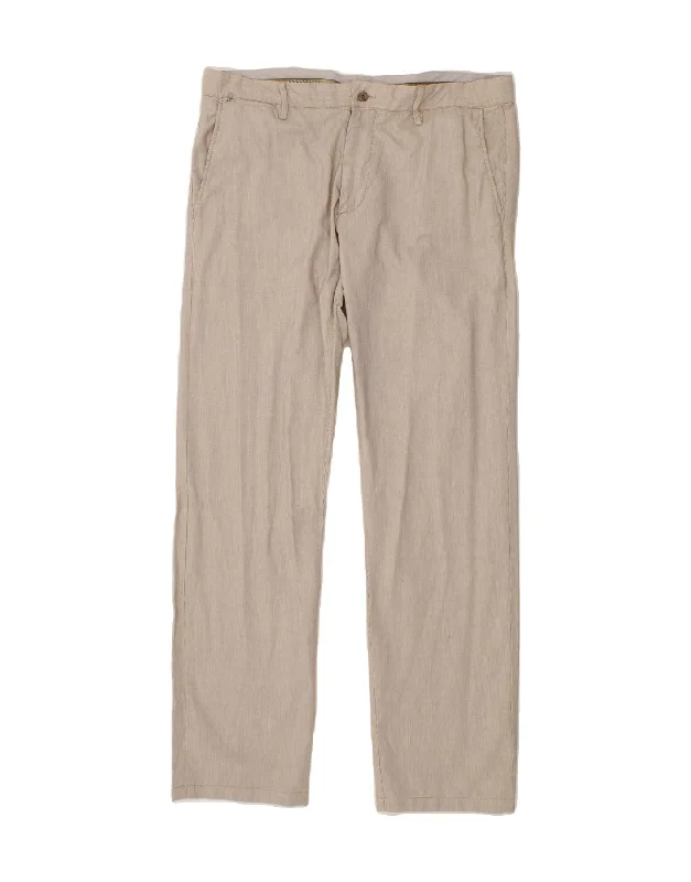 Leather-trimmed denim MARLBORO CLASSICS Mens Straight Chino Trousers EU 52 XL W38 L32 Beige