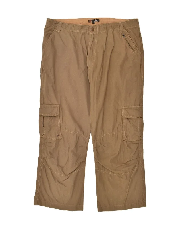 Eco-friendly denim VINTAGE Mens Straight Cargo Trousers IT 56 3XL W38 L27 Brown Cotton