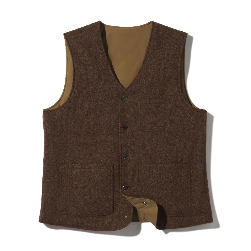 Sporty Country Tweed Reversible Vest - Chestnut