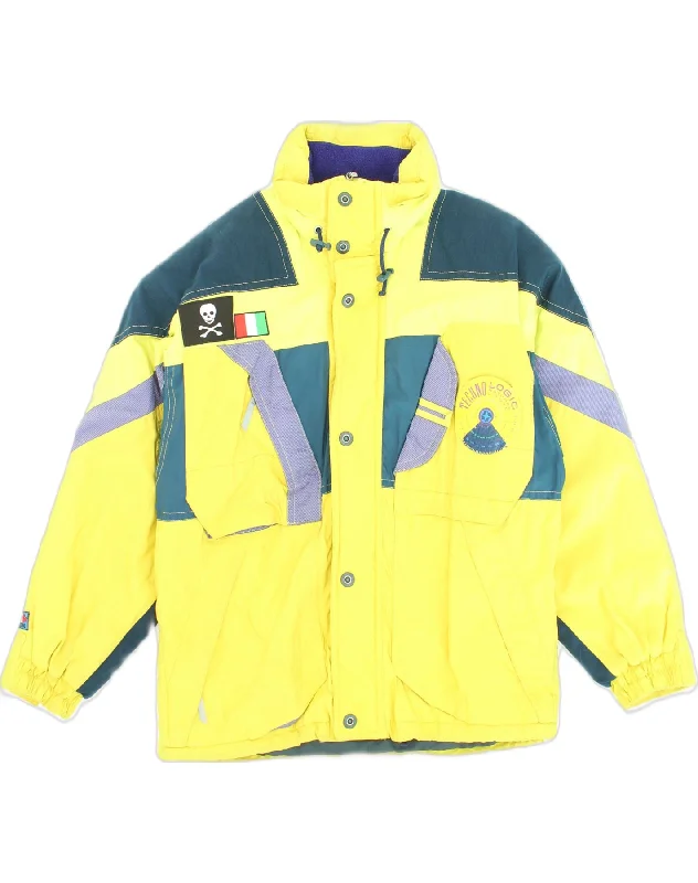 COLMAR Mens Hooded Windbreaker Jacket IT 46 Medium Yellow Colourblock