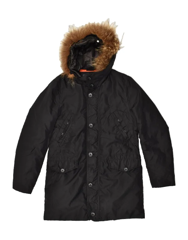 CONTE OF FLORENCE Mens Parka Jacket UK 36 Small Black Polyester