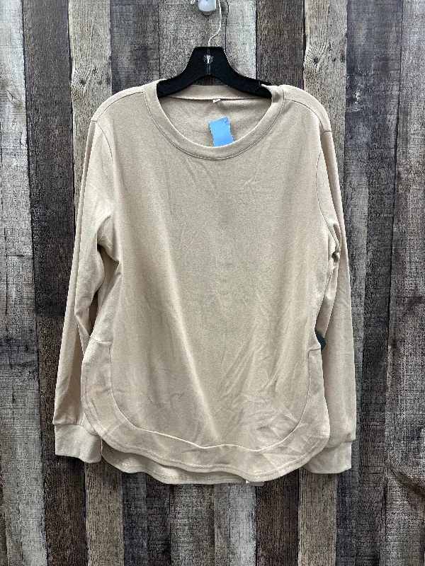 Wool blend Top Long Sleeve By Cmf In Tan, Size: L